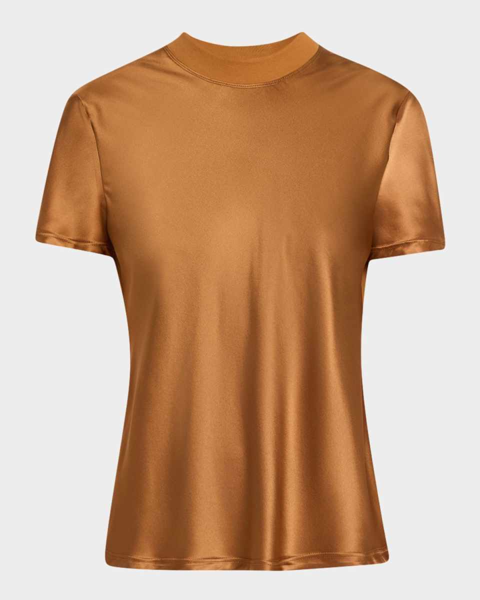 Mixed-Media Bias Silk T-Shirt